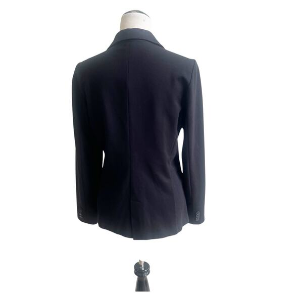 Miller Wendt Softknit Blazer Black Embroidered Crest Size Medium 2 Button Preppy - Picture 4 of 11